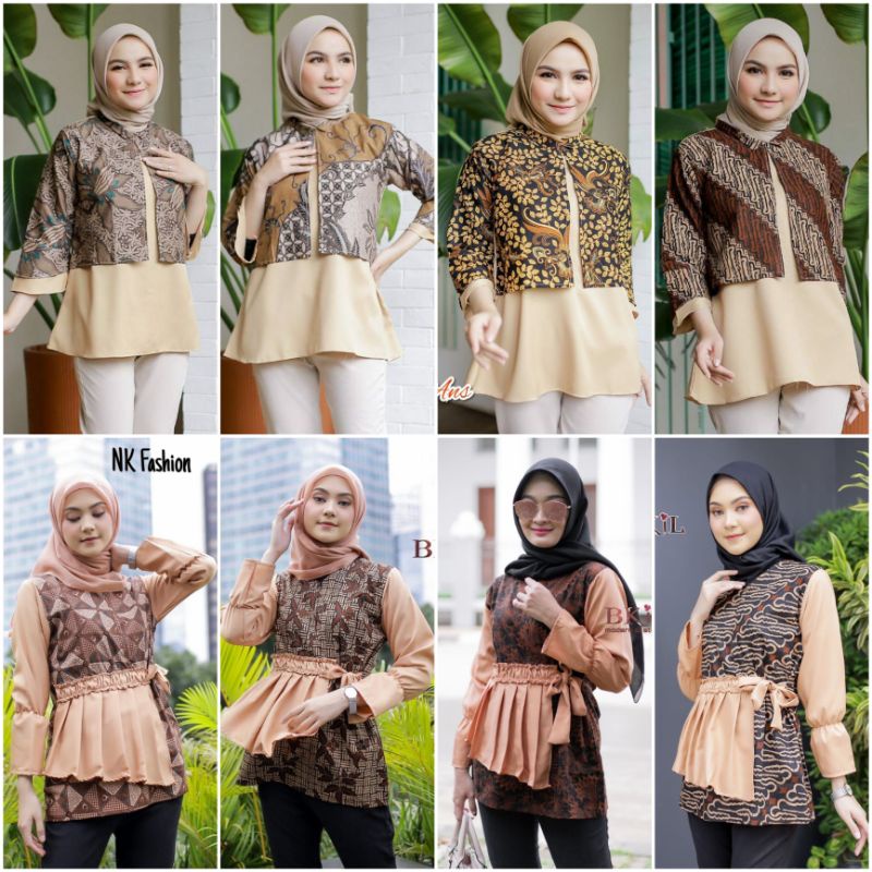 Batik wanita ASJ SA HRB026 Kenongo Kemeja Tosca Pendek