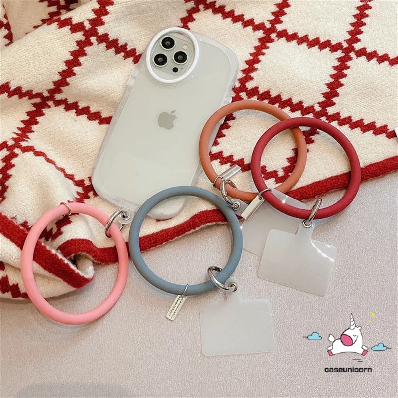 Tali Lanyard Gantungan Kunci Anti Hilang Bahan Silikon Warna Macaron Untuk Case Handphone Universal