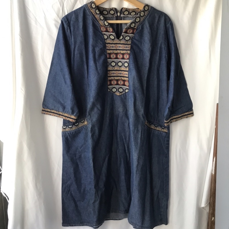 [PRELOVED] Tunik/Dress jeans denim etnik
