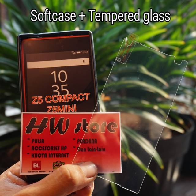 Tempered glass dan softcase case blackmatte sony xperia z5 compact