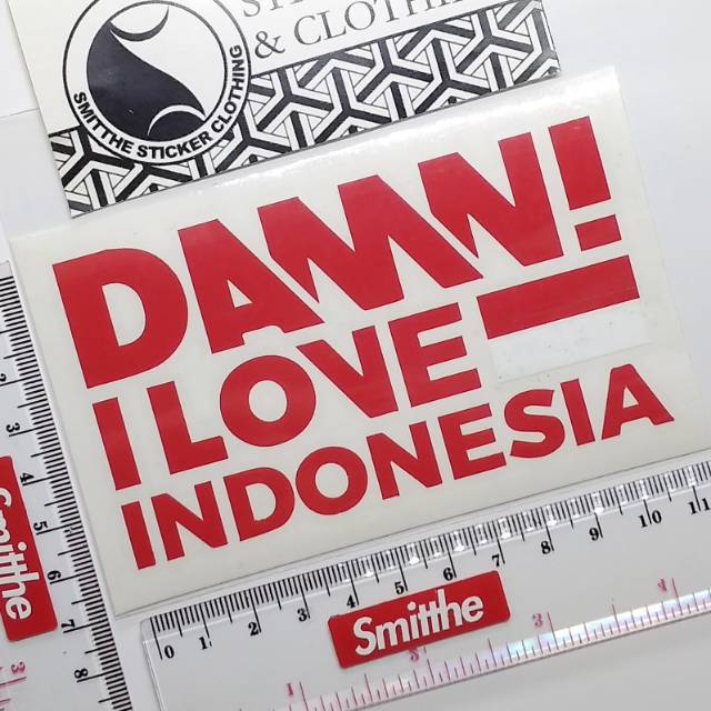 Stiker DAMN I Love Indonesia Logo New unofficial Cutting Sticker untuk aksesoris Mobil Motor