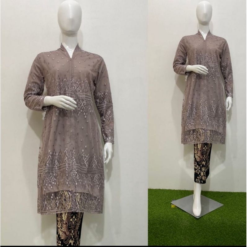 Rendy setelan kebaya tunik busui//kebaya modern//kebaya wisuda//kebaya brokat modern//kebaya tunik melayu busui