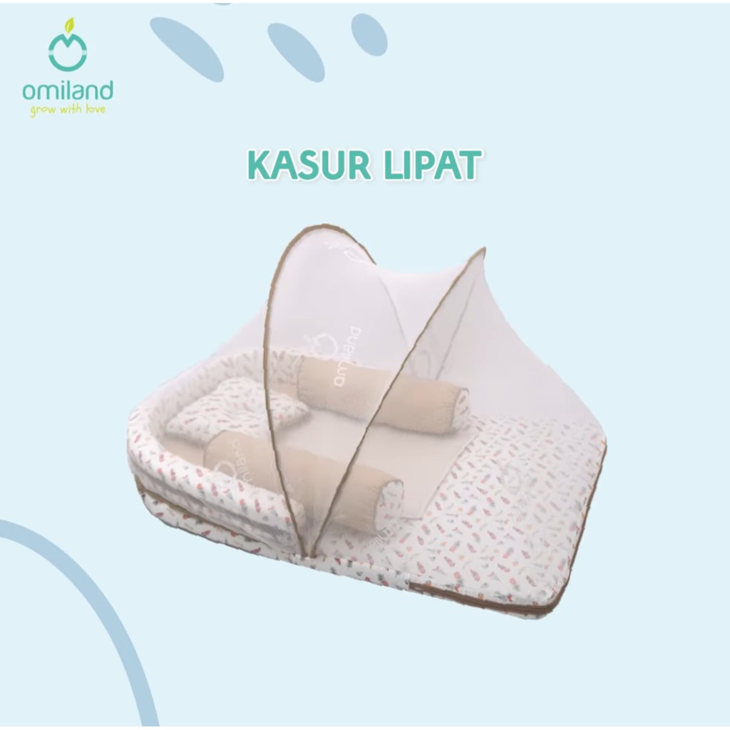 [2 kg] Omiland Kasur Bayi Lipat Bumper + Kelambu (FREE Waslap) Feather Series - OBK 5621 Bumper-7