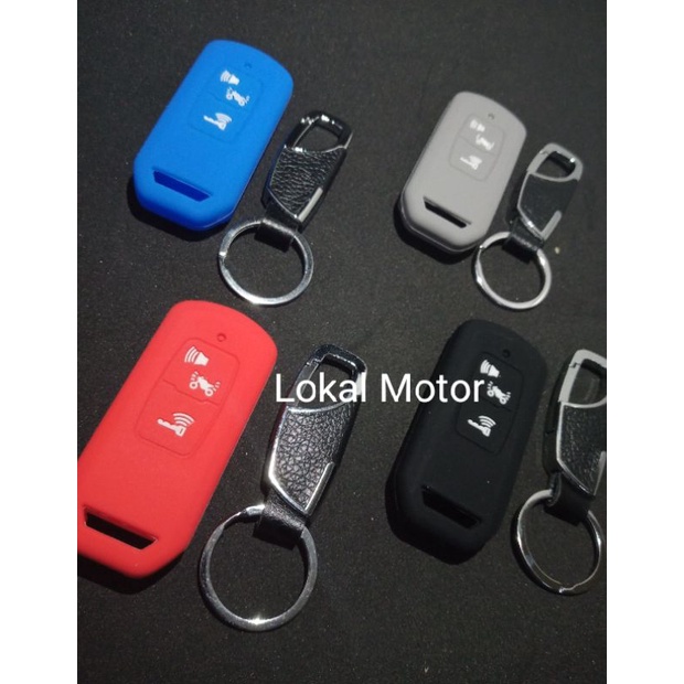 SATU PAKET GANTUNGAN KUNCI DAN COVER SILICONE REMOTE KEYLESS HONDA ADV 160 PCX 160 VARIO 160