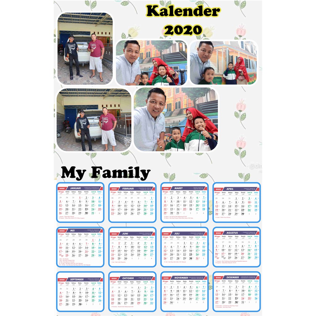  Kalender  Dinding tema kartun bisa pakai foto  anak keluarga  