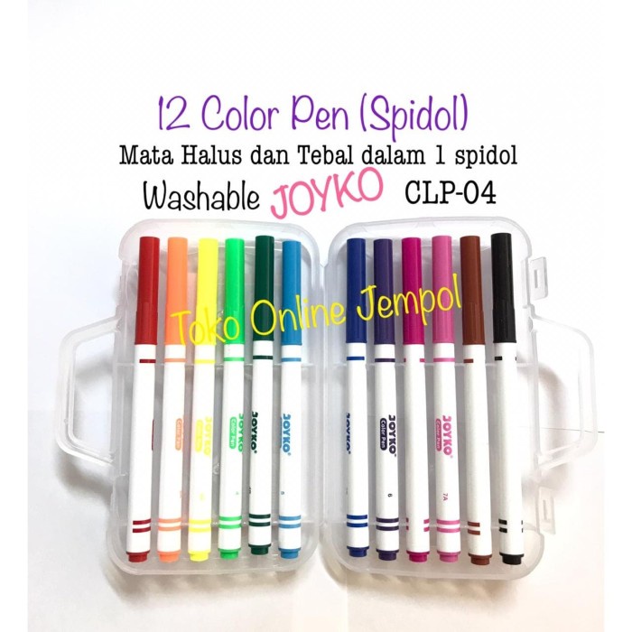 

Mantap 12 Spidol Pena Warna Color Pen Single Tip Clp-04 Joyko Clp04 Atk1039Jy Gilaa!!!