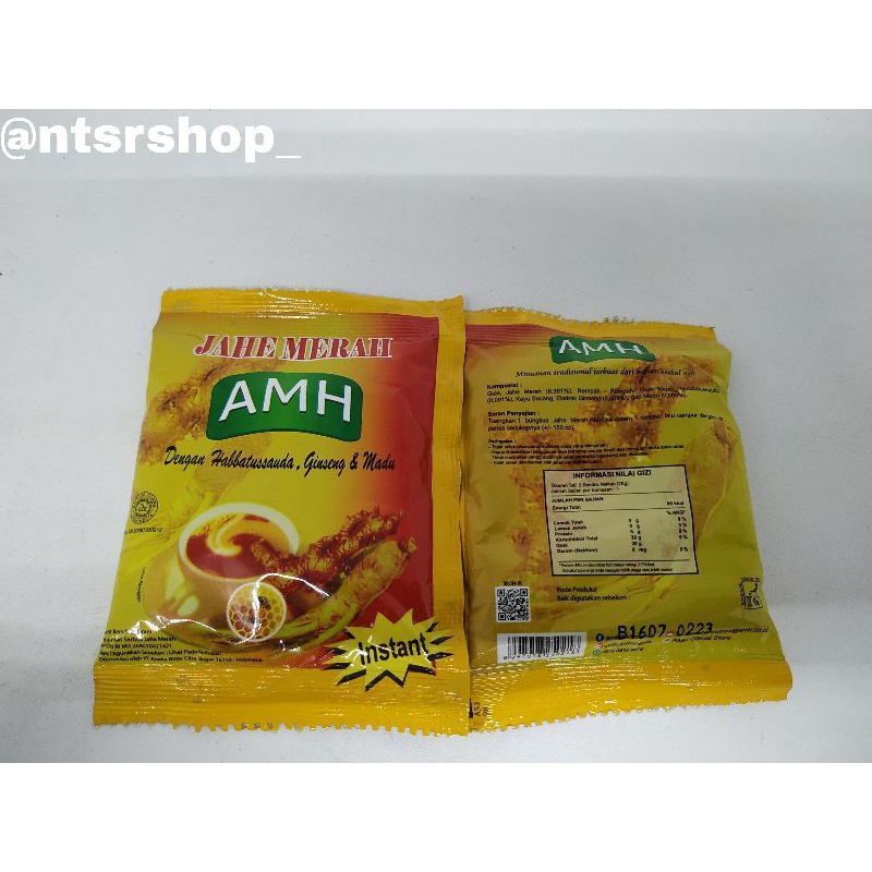 

JAHE MERAH INSTAN AMH SUPER + HABBATUSSAUDA,GINGSENG,DAN MADU. JUAL PER-SACHET