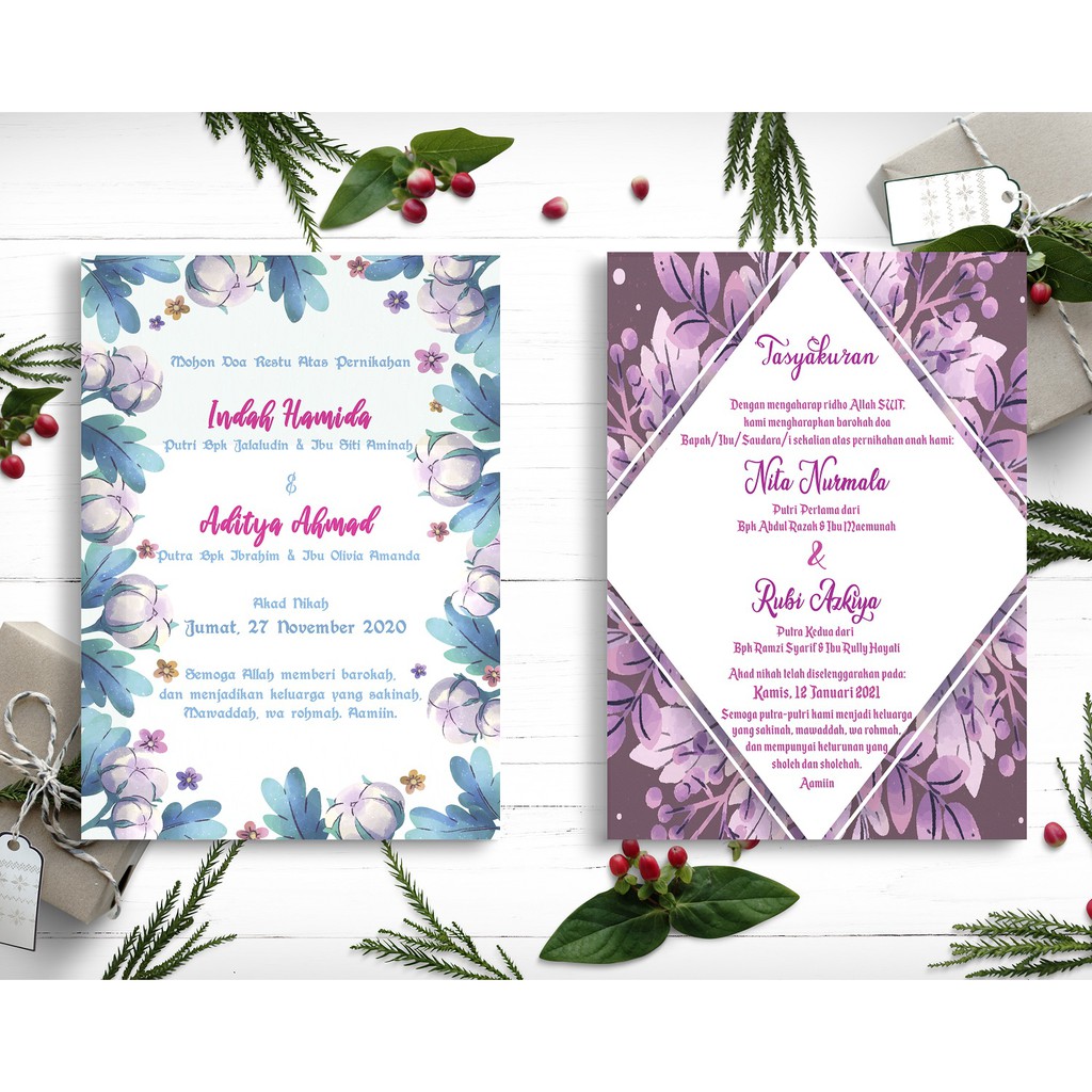 Kartu Ucapan Syukur / Tasyakuran pernikahan / Mohon Doa Restu Pernikahan