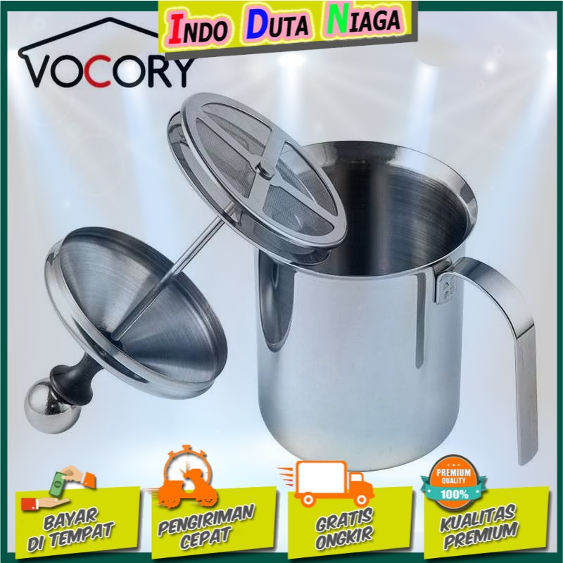 VOCORY Gelas Kopi Espresso Latte Art Milk Frother Double Mesh 800ml