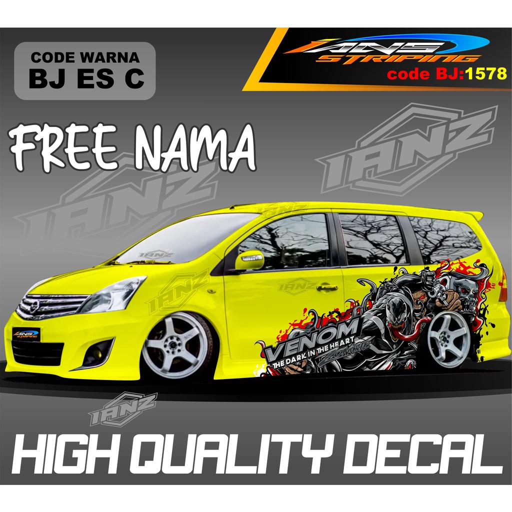 DECAL STICKER MOBIL GRAND LIVINA ANIMASI VENOM / STIKER MOBIL TERIOS XPANDER NEW DESAIN / VARIASI STIKER MOBIL AVANZA XENIA