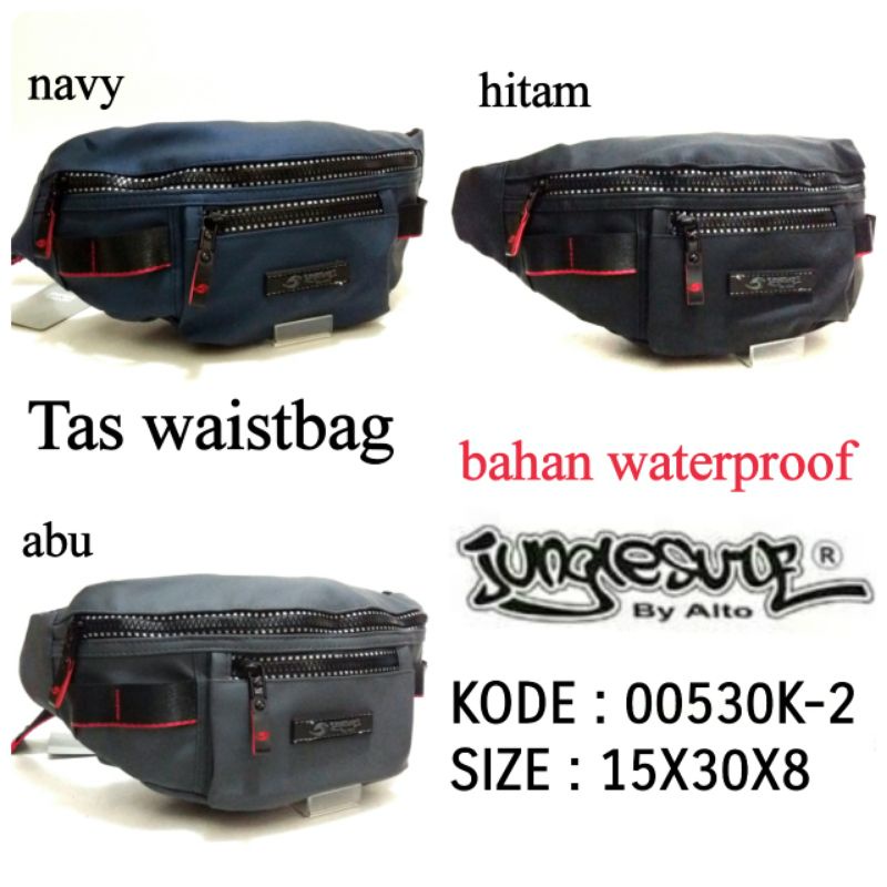 TAS WAISTBAG COWOK JUNGLE SURF BY ALTO 00530K-2 BAHAN WATERPROOF TERBARU DAN TERMURAH WARNA NAVY HITAM ABU