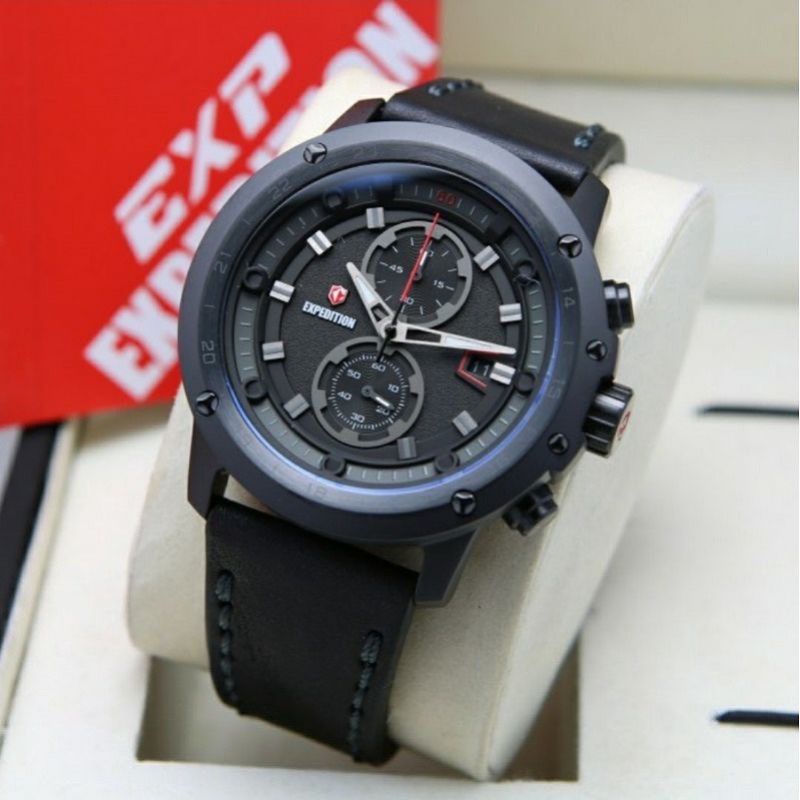 Jam Tangan Expedition E 6820 Pria / E6820 M Full Black Jarum Merah Original