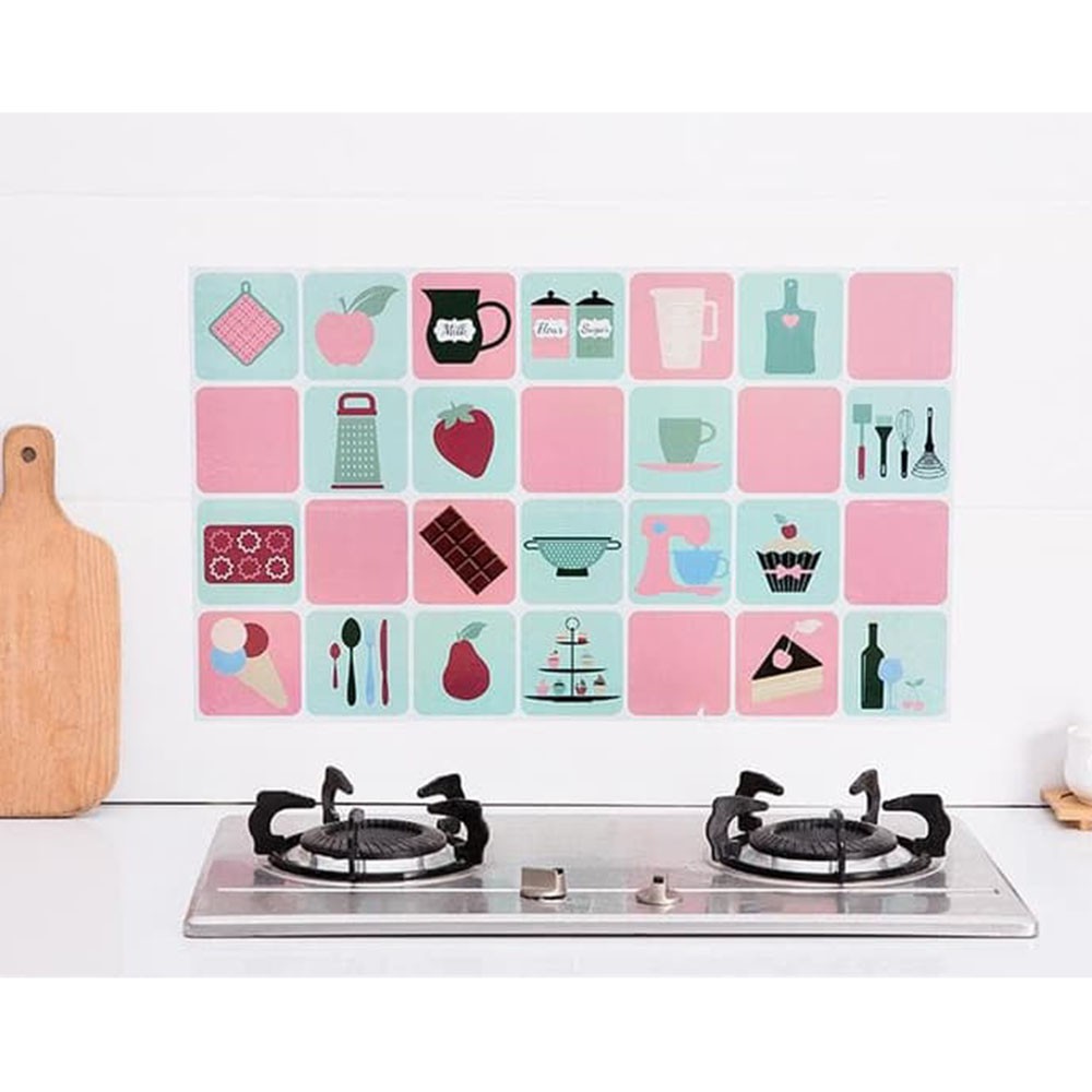 Stiker Dinding Dapur Anti Minyak Dan Air Motif Kotak Kotak 4570