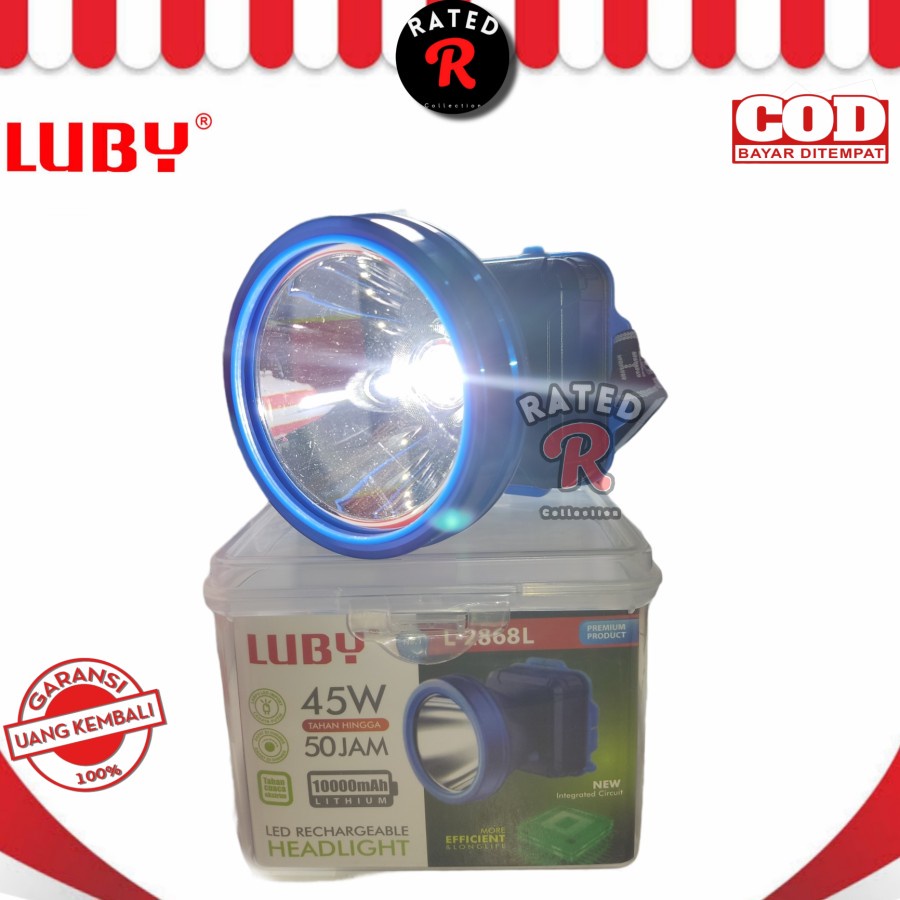 COD Senter Kepala LUBY 45 watt / LUBY 2868 / L2868 / L-2868 CAHAYA PUTIH DAN KUNING