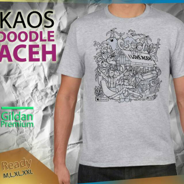 Kaos Doodle Art I Love Aceh