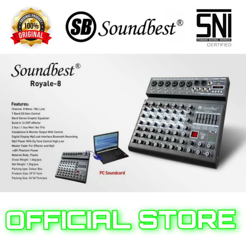 mixer audio 8 channel original soundbest royale 8 bluetooth usb recording