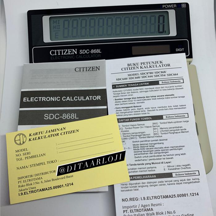 

PROMO! Jual kalkulator citizen sdc 868l original garansi resmi |Kalkulator