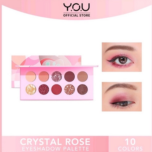 ❣️Izzyd❣️Y.O.U Crystal Rose Eyeshadow Palette 10 Color | Riasan Mata