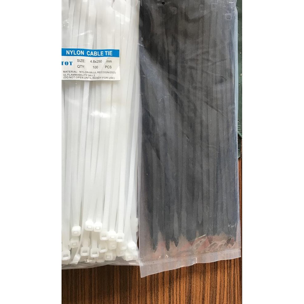

● KABEL TIES TOT/PENGIKAT KABEL/CABLE TIES/KABEL TIES 4.8 x 250/KABEL - Hitam ➢
