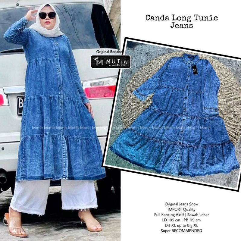 BEST SELLER CANDA LONG TUNIK JEANS ALLSIZE FIT TO BIG XL