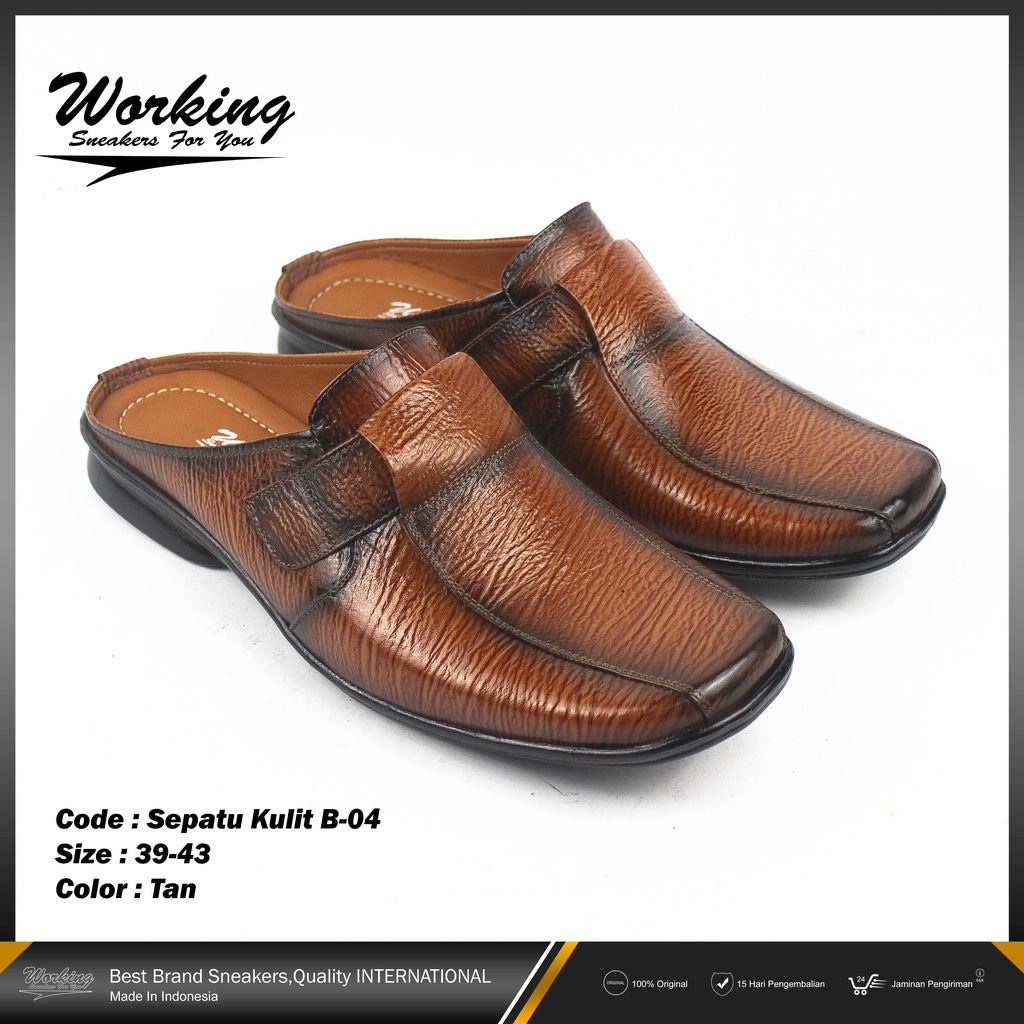 Sepatu Pria Kulit Working B-04 // Sepatu Kerja // Sepatu Pria Keren // Sepatu Kulit Asli 100% Realpict Bisa COD