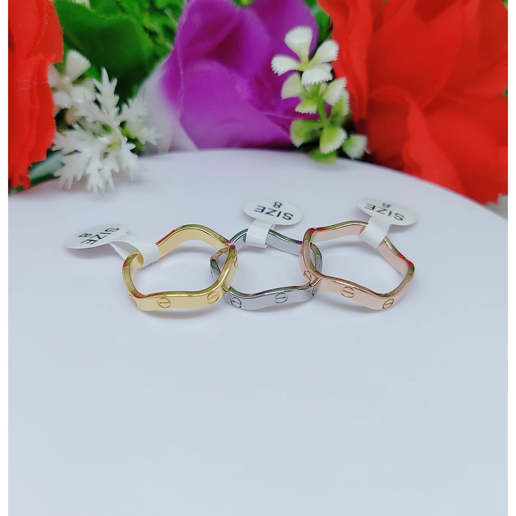 Titanium cincin 775 bergelombang perhiasan fashion