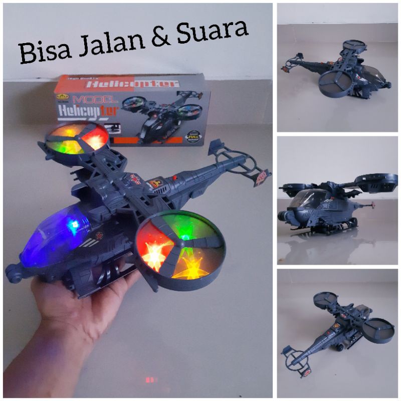 Mainan Helikopter Bisa Jalan &amp; Suara - Pesawat Helicopter Baterai Anak