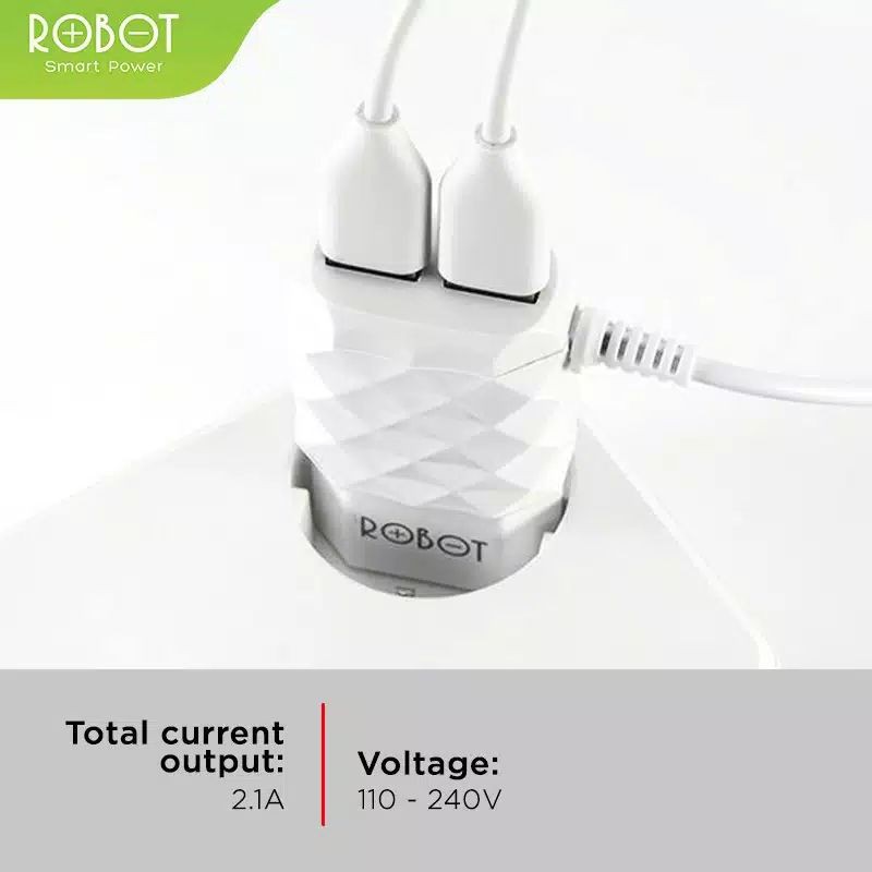 (ORIGINAL 100%)CHARGER ROBOT RT-K5 2.1A OUTPUT DUAL USB MIKRO USB ORIGINAL 100%