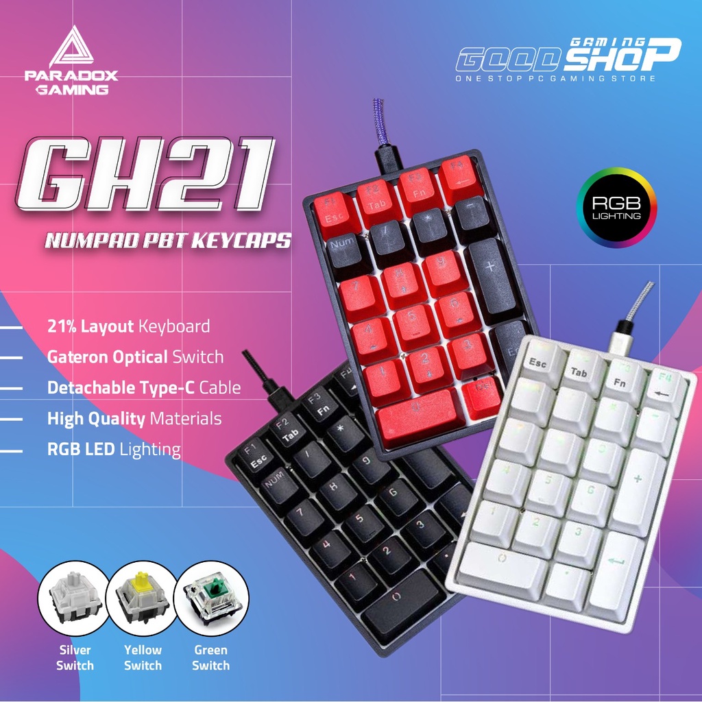 Paradox Gaming GH21 PBT Numpad Keycaps (Black/Red)/ABS Black Case