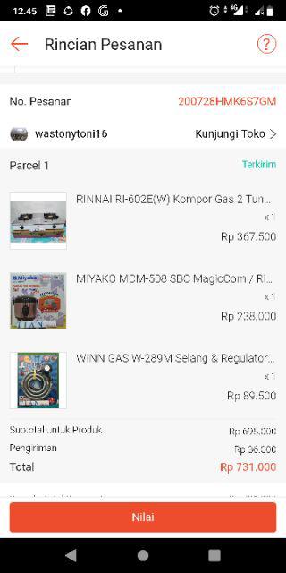 Winn Gas W-289m Selang & Regulator Paket