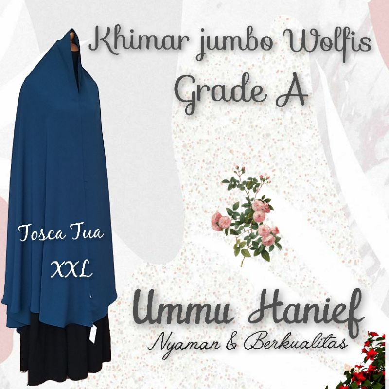 Khimar Syar'i pad syria ( NON pad )   bahan wolfis grade A ukuran L , XL dan XXL-Toska tua
