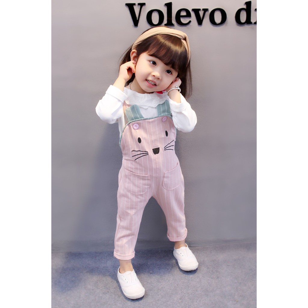 SSP39-Setelan Set Anak Perempuan Overall Jumpsuit Panjang Mice