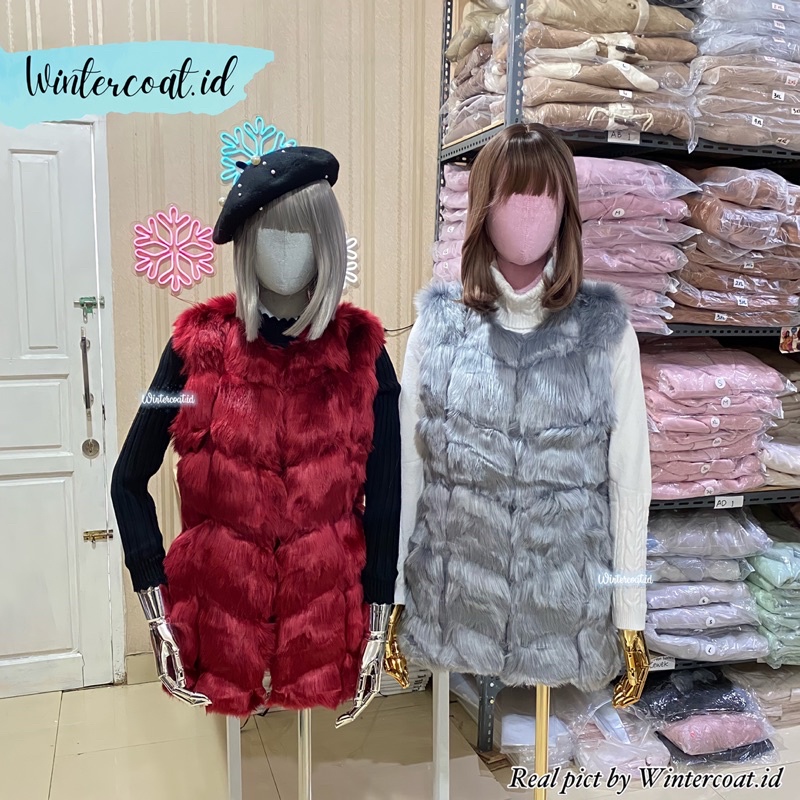 Fur vest winter coat mantel rompi bulu wanita cewek musim dingin jumbo big size import premium