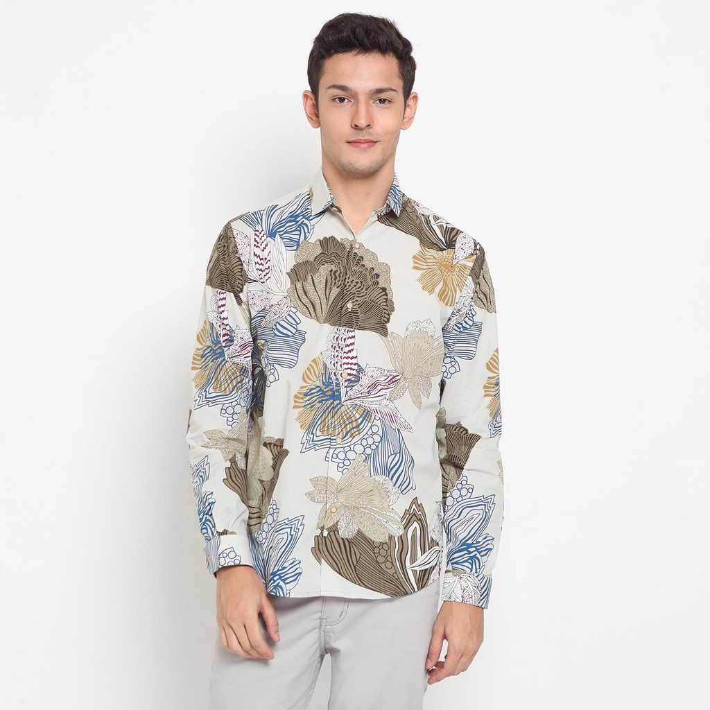 LR-2 Kemeja Pria Hawaii Panjang White 9158