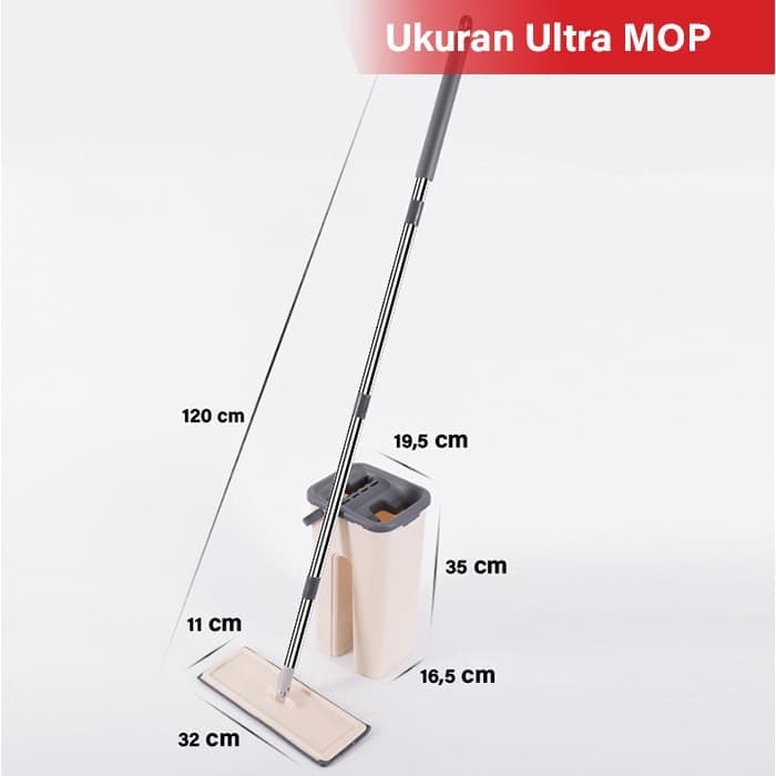 Alat pel lantai praktis ultra mop Dry&amp;Wash 2 sekat Bucket + kain pel