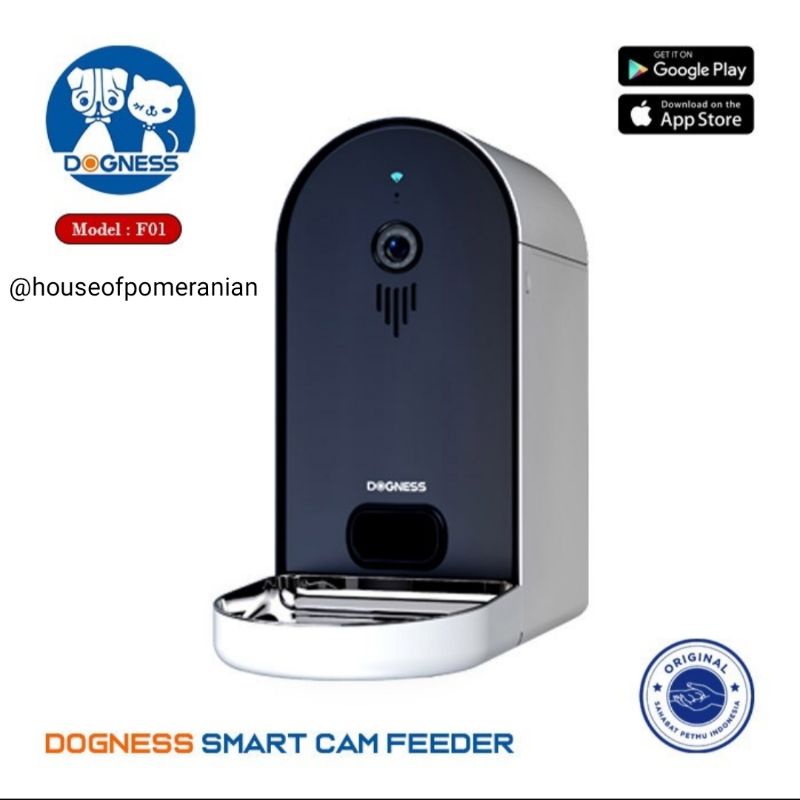 DOGNESS smart cam feeder 6lt. android IOS apps programmable. dog cat bowl tempat makan anjing kucing