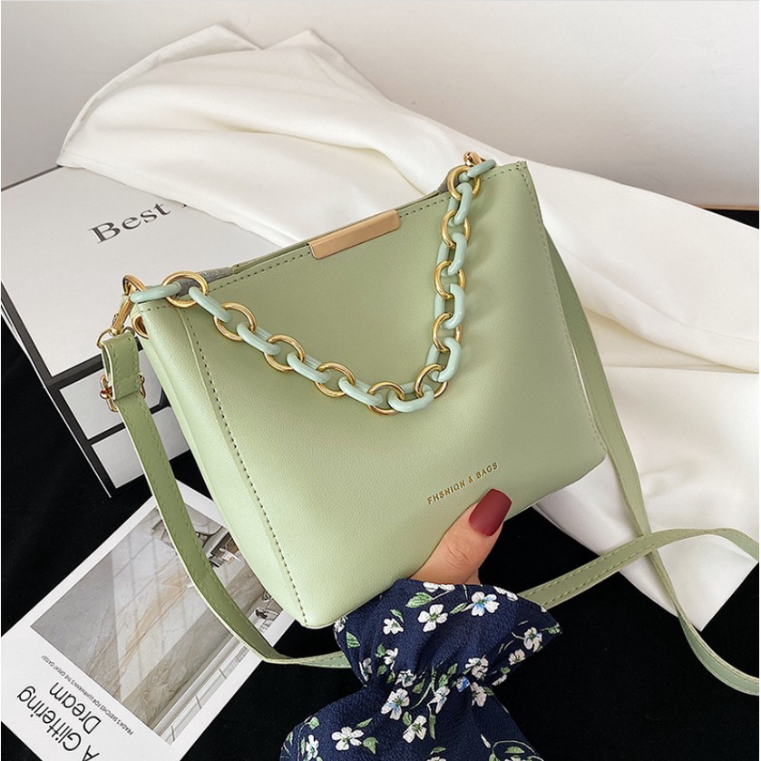 ESME Tas Selempang Bahu Tali Rantai Plat Elegan Slingbag Handbag Bucket Bag Wanita Remaja Cute Korean Style By Chikoisme NR