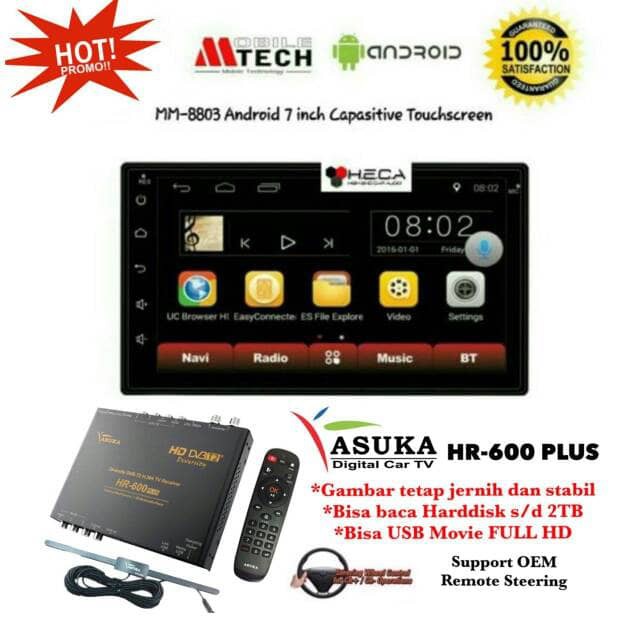 PAKET Mtech MM-8803 Android Double Din   ASUKA HR-600 TV Tuner Digital