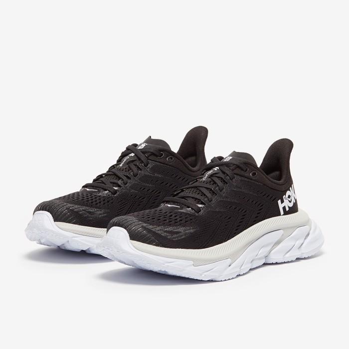 Perlengkapan Lari Hoka One One Clifton Edge Mens Road Running - Black/White Original