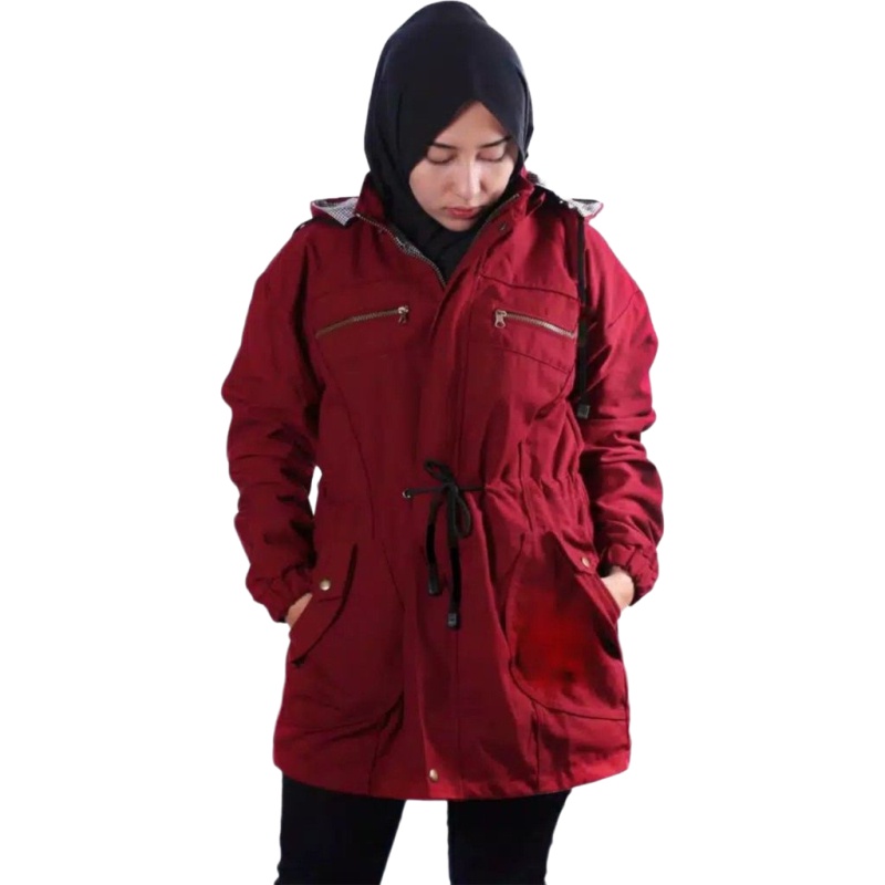 Jaket Wanita Muslimah Kekinian Size M - L - XL - XXL - XXXL Jumbo Bahan Baby Canvas