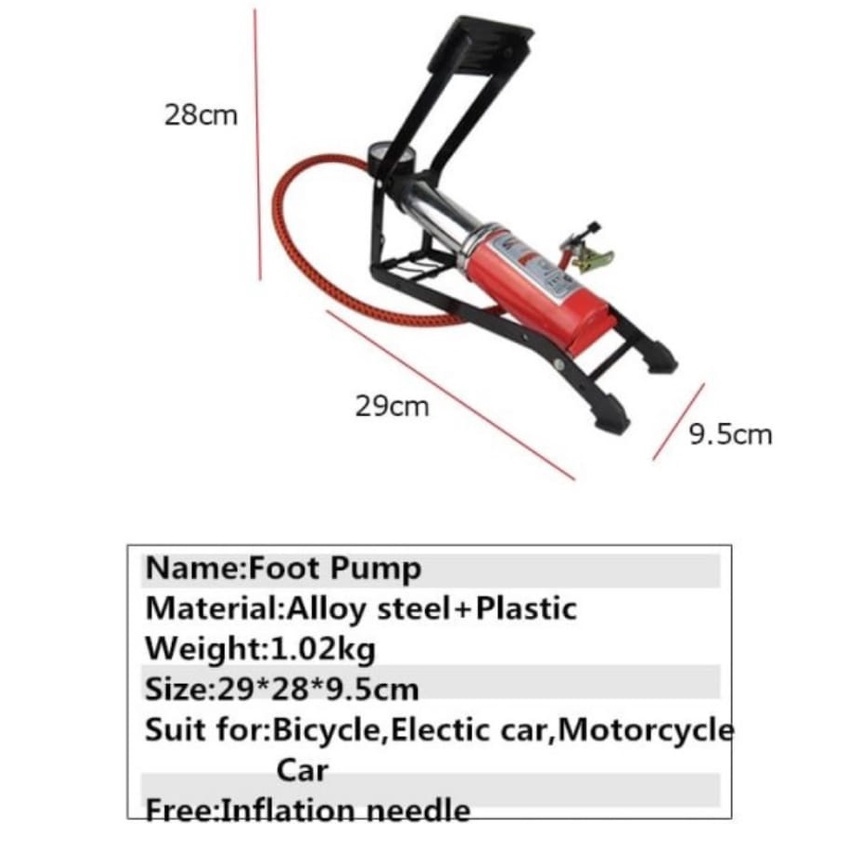 Super RED - Pompa Angin Pompa Injak Kaki Darurat Foot Pump Ban Merah - 1 Tabung