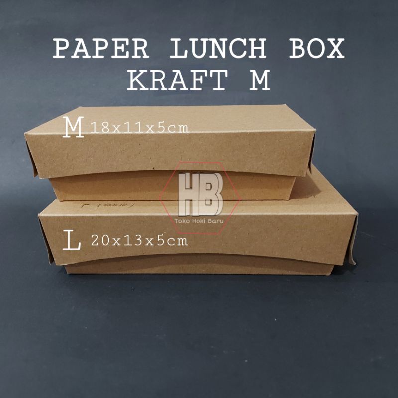 [100 Pcs] PAPER LUNCH BOX KRAFT SIZE M / KOTAK MAKAN KERTAS BOX NASI COKLAT BROWN SELIPAN LIPAT UKUR