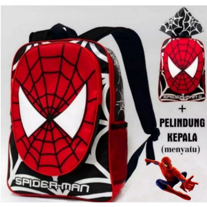 Tas ransel anak SD/TK Spiderman/Tas ransel anak laki-laki/Tas ransel anak laki-laki topi