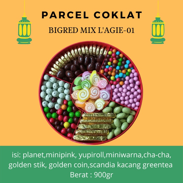 

Coklat Lebaran - Paket Parcel Coklat Hampers Lebaran Toples Bigred Mix L'Agie 01