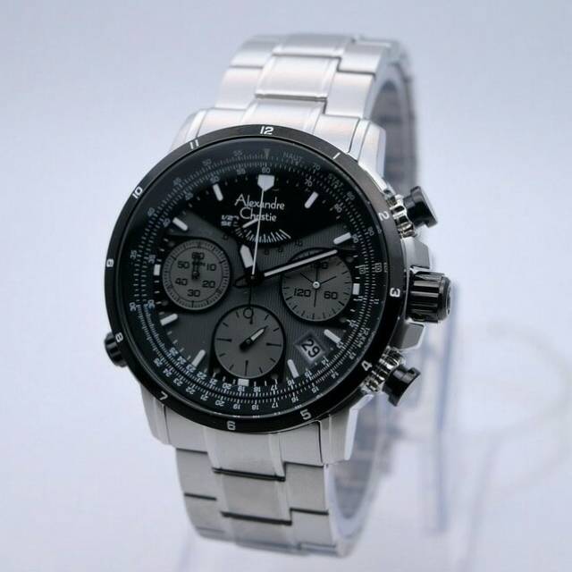 Jam Tangan Pria Alexandre Christie AC 6394 Silver Black