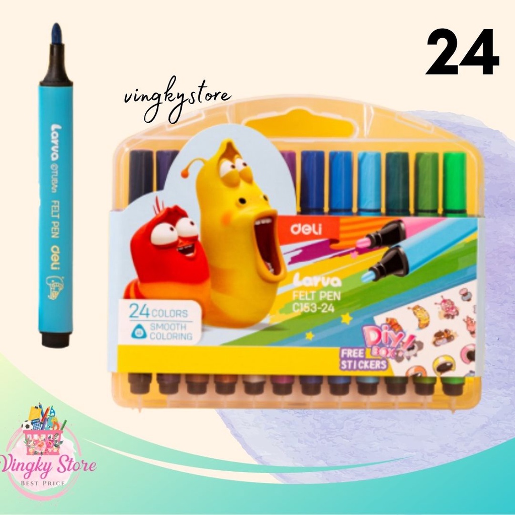 

Larva Felt Pen / Spidol 24 Warna C153-24 Deli