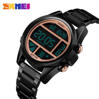 Jam Tangan Pria Digital Rantai SKMEI 1448 Anti Air Hitam RoseGold