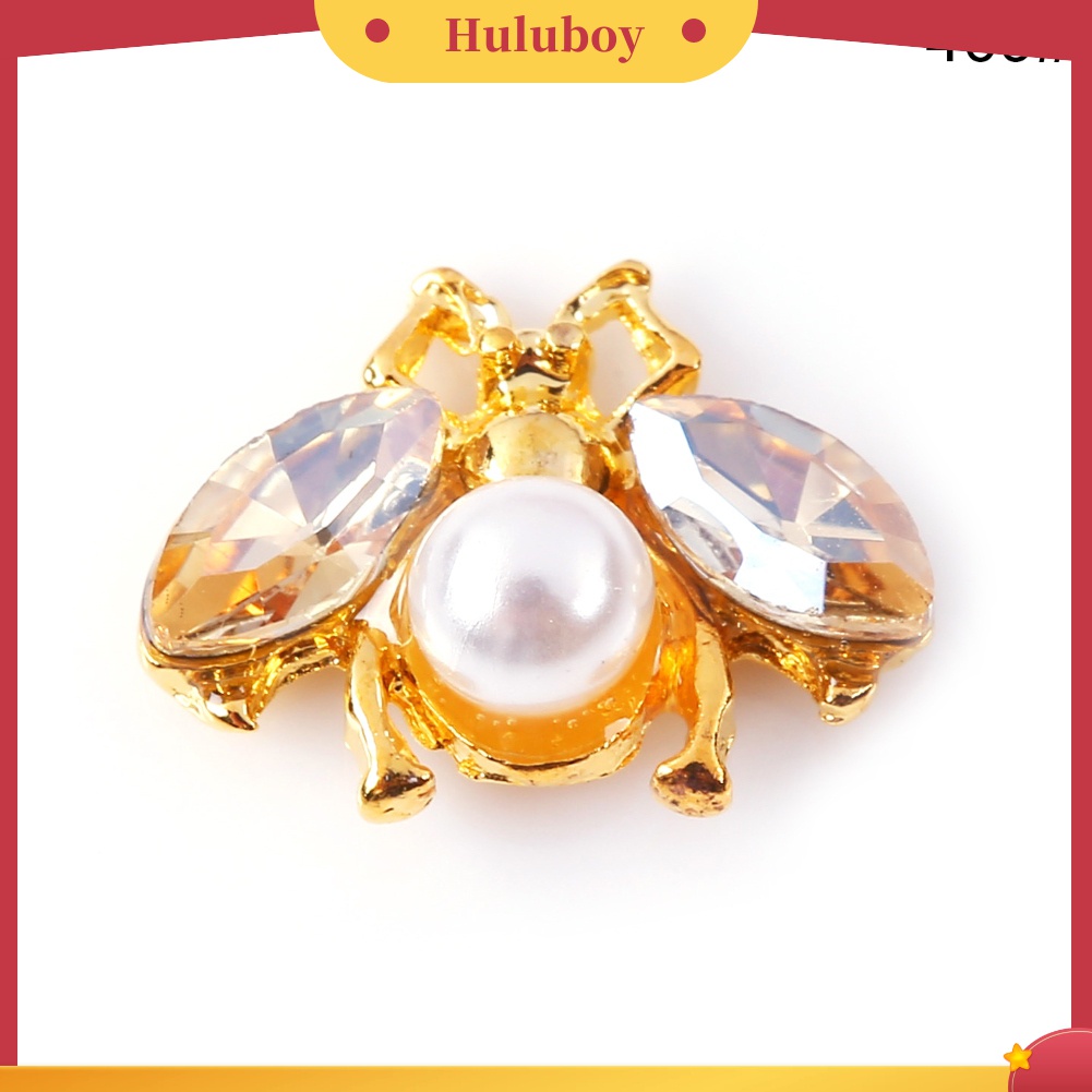 Huluboy Huluboy♡ 10pcs Ornamen Bentuk Lebah 3D Aksen Mutiara Dan Berlian Imitasi Untuk Dekorasi Manicure