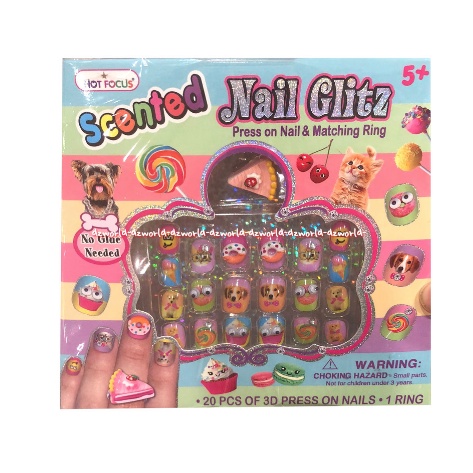 Hot Focus Scented Nail Glitz Hiasan Kuku Tempel 20pcs Hotfocus Hot fokus Hias Kuku Nails For Kids Hiasan Kuteks Kutek Anak Kuku Kuku