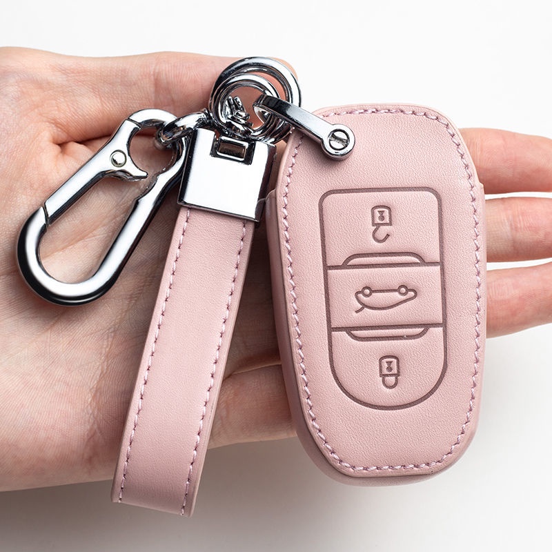 NEW high quality Leather Car Key Case Protection Cover For Peugeot